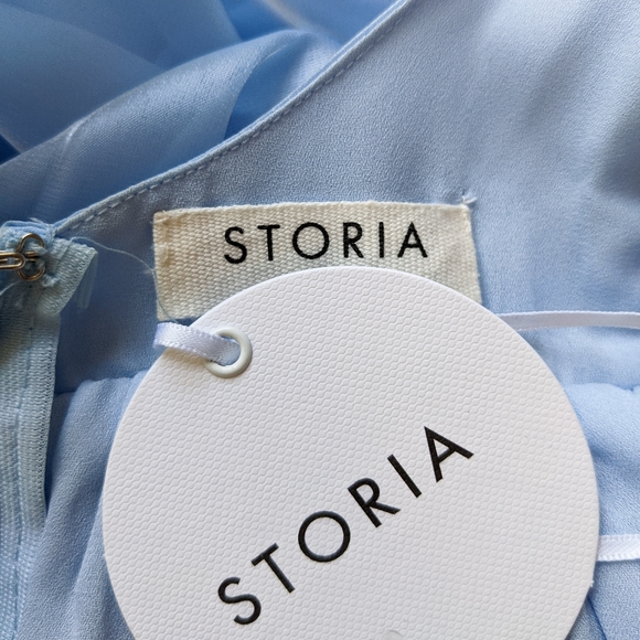 NWT Storia Sky Blue Shimmer Mini Dress - Picture 4 of 5